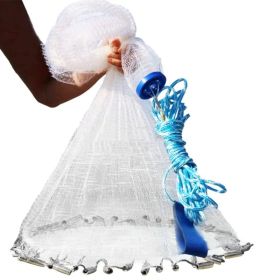 Fishing Cast Net Bait Trap Easy Throw Heavy Duty Hand Cast Net With Chain Sinker Bottom Spread