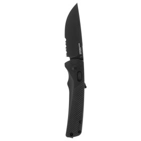Sog Flash At Partially Serrated 3.45" Folding Pocket Knife (Blackout)