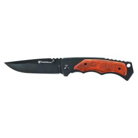 Smith & Wesson 3.7″ Folding Pocket Knife (Black With Wood Overlays)