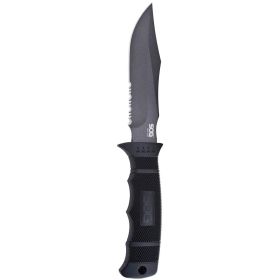 Sog Seal Pup Fixed 4.75" Powder Coated Combo Blade Grn Handles Nylon Sheath