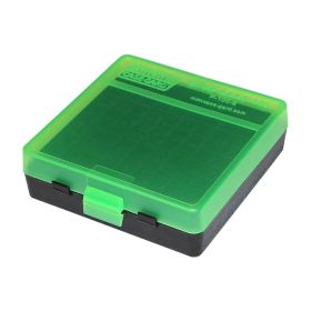 Mtm Flip-Top 38 Sp/357 Ammo Box 100 Round (Clear Green/Black)