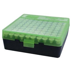 Mtm Flip-Top Rifle Ammo Box 100 Round (Clear Green/Black)