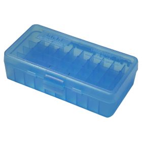 Mtm Flip-Top Pistol Ammo Case 10Mm/40 S&W/45 Acp 50 Round (Clear Blue)