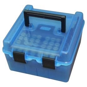 Mtm Deluxe Flip-Top Large Rifle Ammo Case 100 Round (Clear Blue)