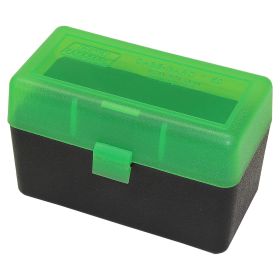 Mtm Flip-Top Magnum Rifle Ammo Box 50 Round (Clear Green Top/Black Bottom)