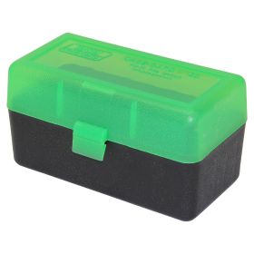 Mtm Flip-Top Rifle Ammo Box 50 Round (Clear Green Top/Black Bottom)