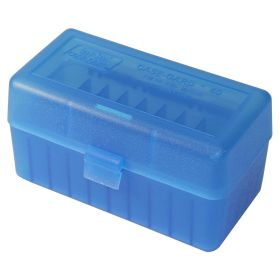 Mtm Flip-Top Rifle Ammo Box 50 Round (Clear Blue)