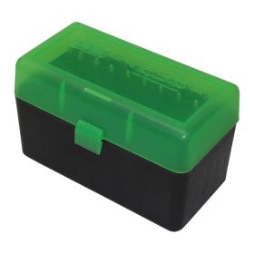 Mtm Flip-Top Large Rifle Ammo Box 50 Round (Clear Green Top/Black Bottom)