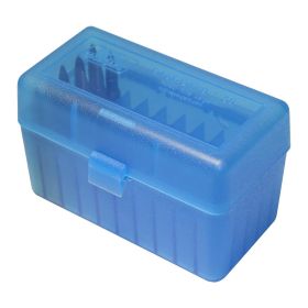 Mtm Flip-Top Large Rifle Ammo Box 50 Round (Clear Blue)