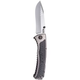 Sog Sideswipe Assisted Folding Knife 3.4" Clip Point Blade Aluminum Handles With Grn Inserts