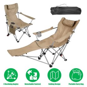Outdoor Reclining Camping Lounge Chair 95-160 Adjustable Angle Carbon Steel Frame Heavy Duty Foldable Chair With Storage Bag For Patio Backyard Travel