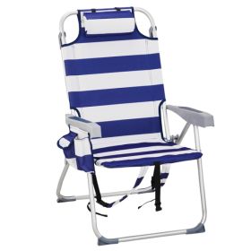 63x70x99cm Heightened Oxford Cloth Silver White Aluminum Tube Bearing Beach Chair Blue Stripes