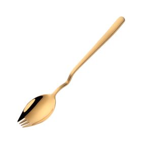 Instant Noodle Fork Multi-Purpose V-Shaped Knife Fork Spoon (Color: Gold, Type: Tableware)