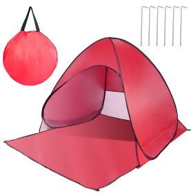 Pop Up Beach Tent Sun Shade Shelter Anti-UV Automatic Waterproof Tent Canopy for 2/3 Man w/ Net Window Storage Bag for Outdoor Beach Camping Fish (Color: Red)