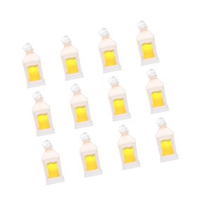 12 Pcs Decorative Candle Lantern, LED Electric Flameless Candle, Plastic LED Holder with Glass (Color: White, Quantity: 12 Pieces)